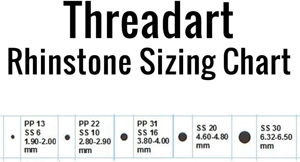 Threadart Hot Fix – Juego de diamantes de imitación de cristal  Colores del arco iris  SS20  Incluye 6 colores  288 piedras (2 brutas) de cada color