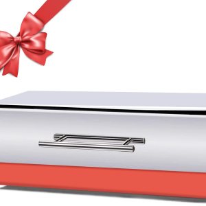 Panera de acero inoxidable con función Keep Fresh, contenedor de alimentos grande y multiusos, regalos de Navidad para cocina o encimera (rojo) Panera de acero inoxidable con función Keep Fresh, contenedor de alimentos grande y multiusos, regalos de Navidad para cocina o encimera (rojo)