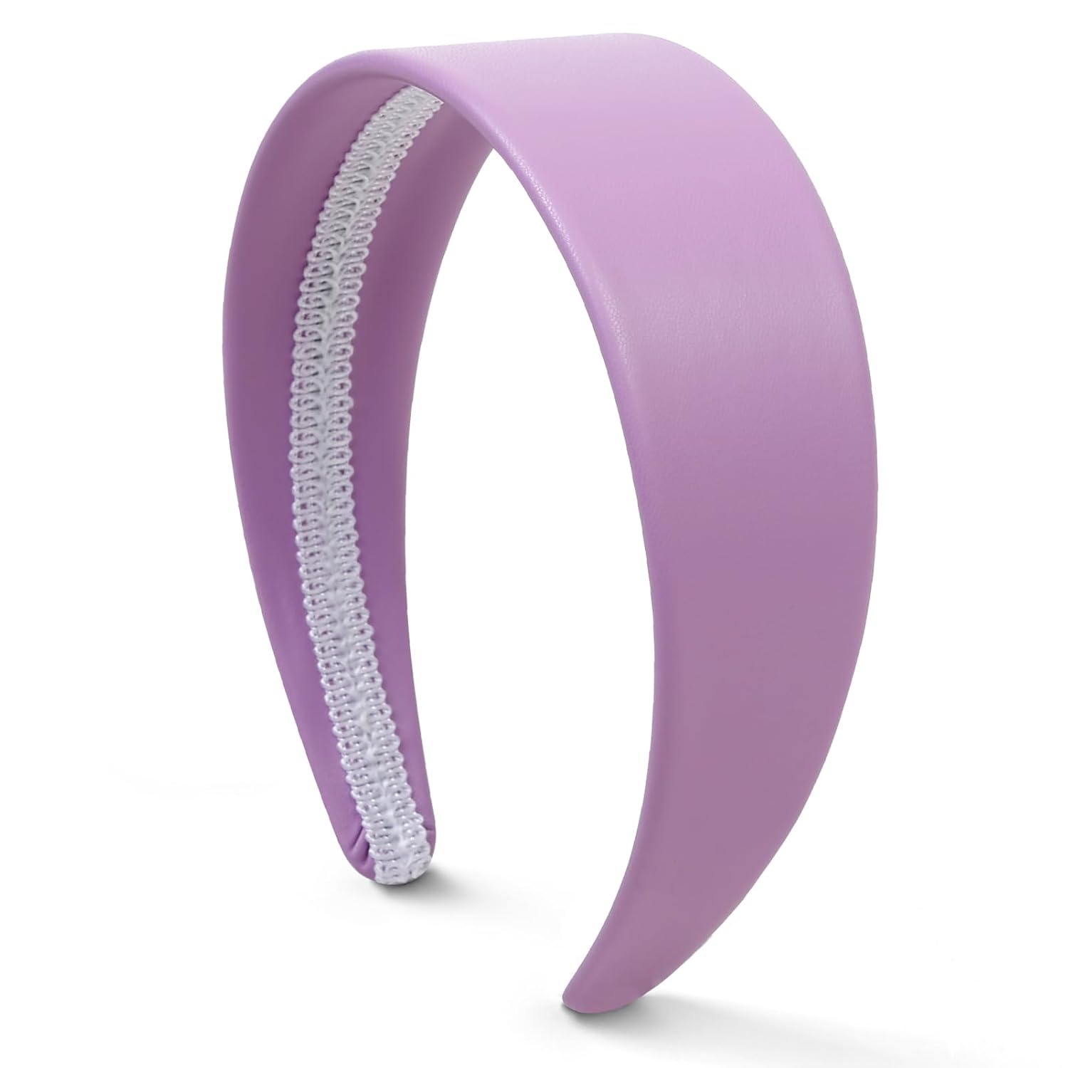 Diademas moradas para mujer, de 2 pulgadas de ancho, banda gruesa de piel sintética color lavanda para mujeres y niñas, banda de plástico duro para