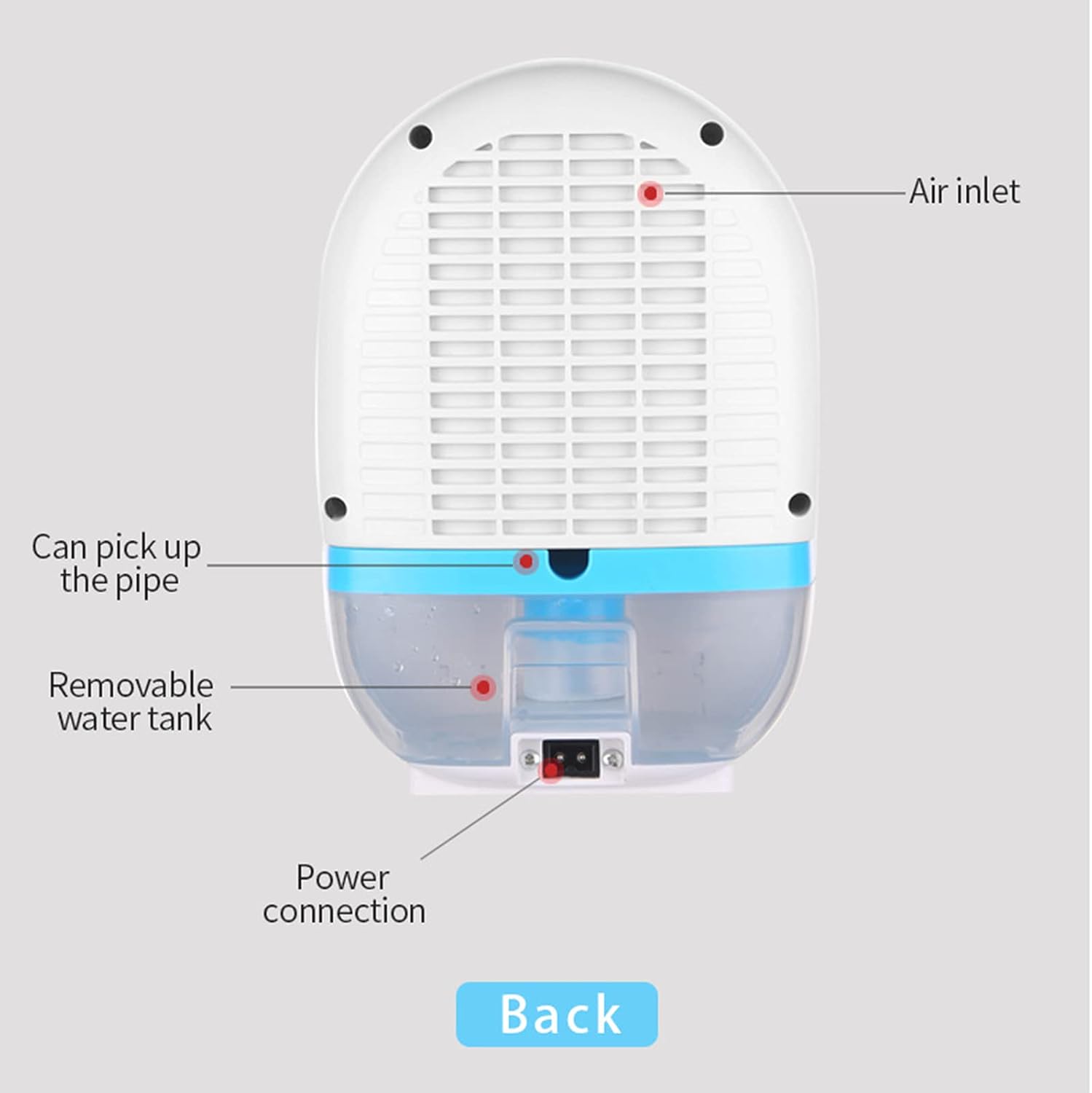 Deshumidificador portátil de 22 W de 215 pies cuadrados, mini deshumidificador remoto blanco con tanque de agua de 16.9 fl oz y pantalla LCD,