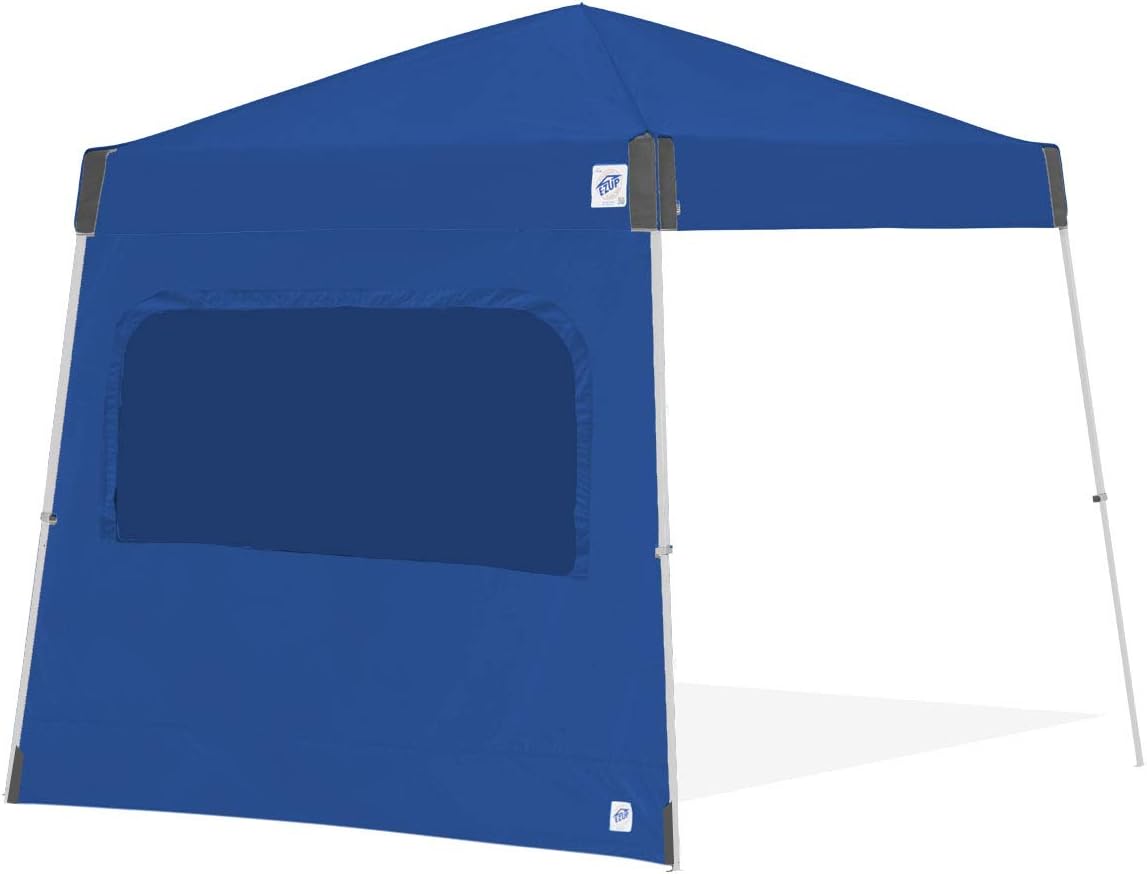 E-Z UP Pared lateral individual con ventana mosquitera, se adapta a patas en ángulo de 12 pies, accesorio de clip de armadura, azul rey