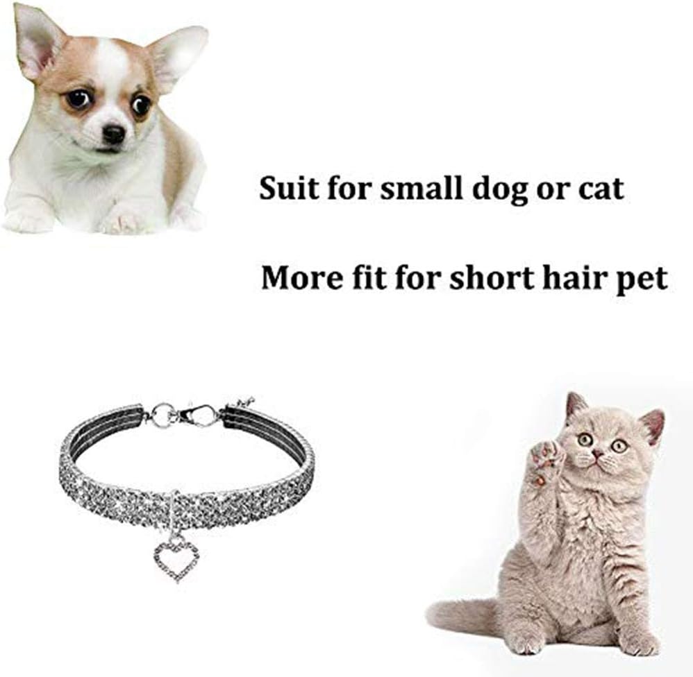 WoYous Juego de collar de perro de diamantes de imitación y collar de perlas para perro, correa ajustable para el cuello, collar de perlas de