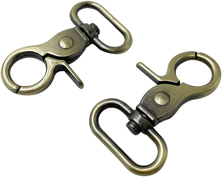 Gancho giratorio de 0.984in, cierre de mosquetón a presión de gatillo de metal para hacer herrajes, paquete de 4 correas (bronce) PT595