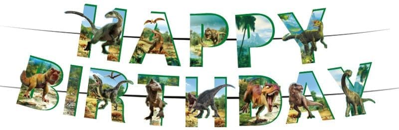 Juego de decoración de fiesta de cumpleaños de dinosaurio, pancarta de feliz cumpleaños, globos de dinosaurio, decoración de pasteles, muy adecuado