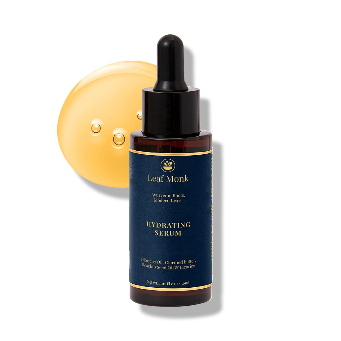Suero facial hidratante con aceite de semilla de rosa mosqueta ayurvédica con hibisco, regaliz y ghee  Para un brillo radiante y suavizante de la