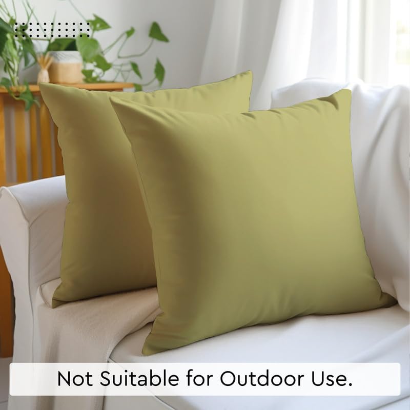 Encasa – Juego de 2 fundas de almohada de algodón I de 20 x 20 pulgadas (19.7 x 19.7 in), color verde salvia, sin relleno, fundas de almohada