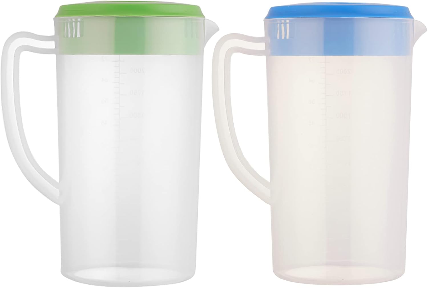 Jarra de agua de plástico de 81 oz2.4 litros0.63 galones con tapa, juego de 2 jarras sin BPA, jarra de agua para bebidas calientesfrías, té helado