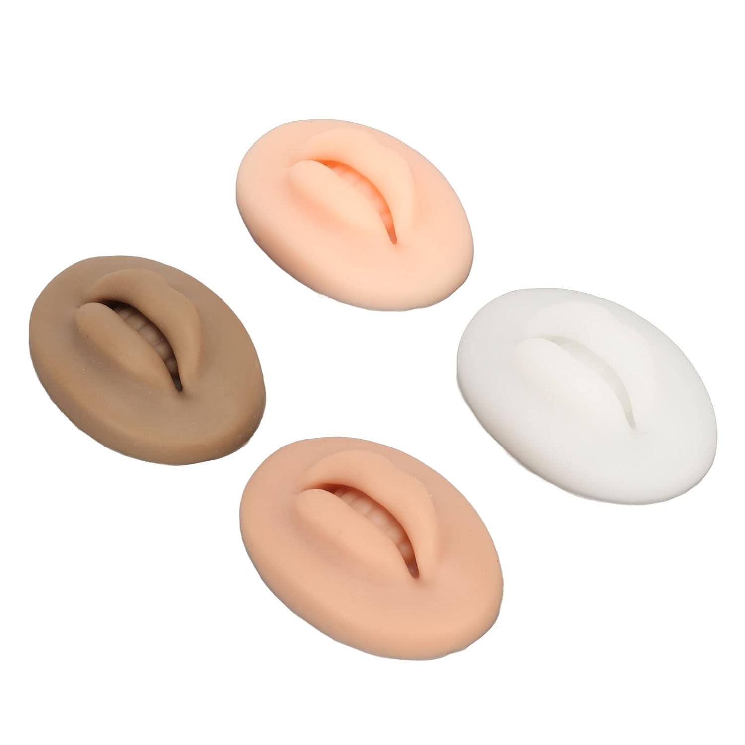 Labios de práctica de tatuajes, 4 unidades, labios de silicona de práctica, color negro oscuro, translúcido, 3D, labios falsos modelo para