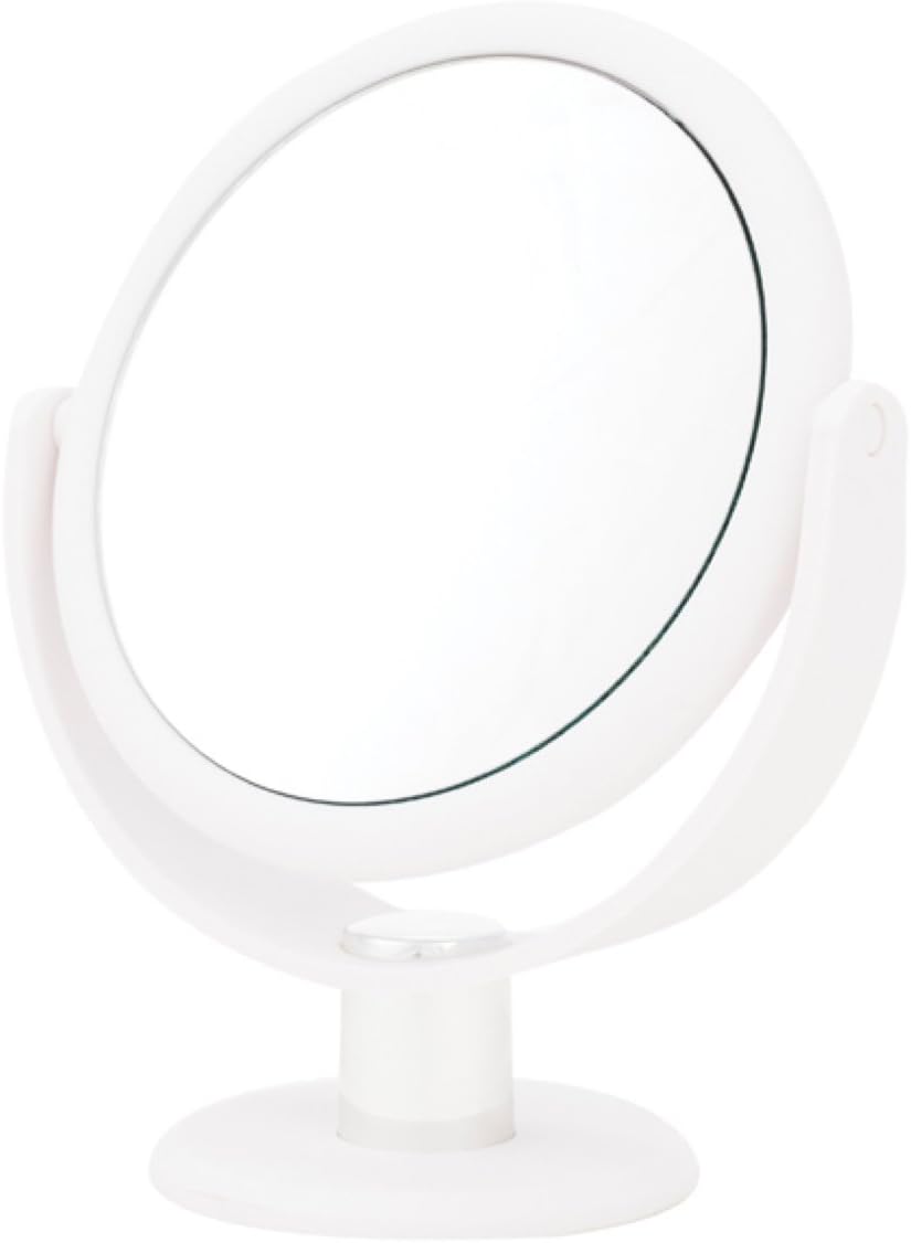 Danielle Creations – Espejo de maquillaje redondo portátil de dos caras de 6.75 pulgadas, suave al tacto antideslizante con rotación de 360, aumento
