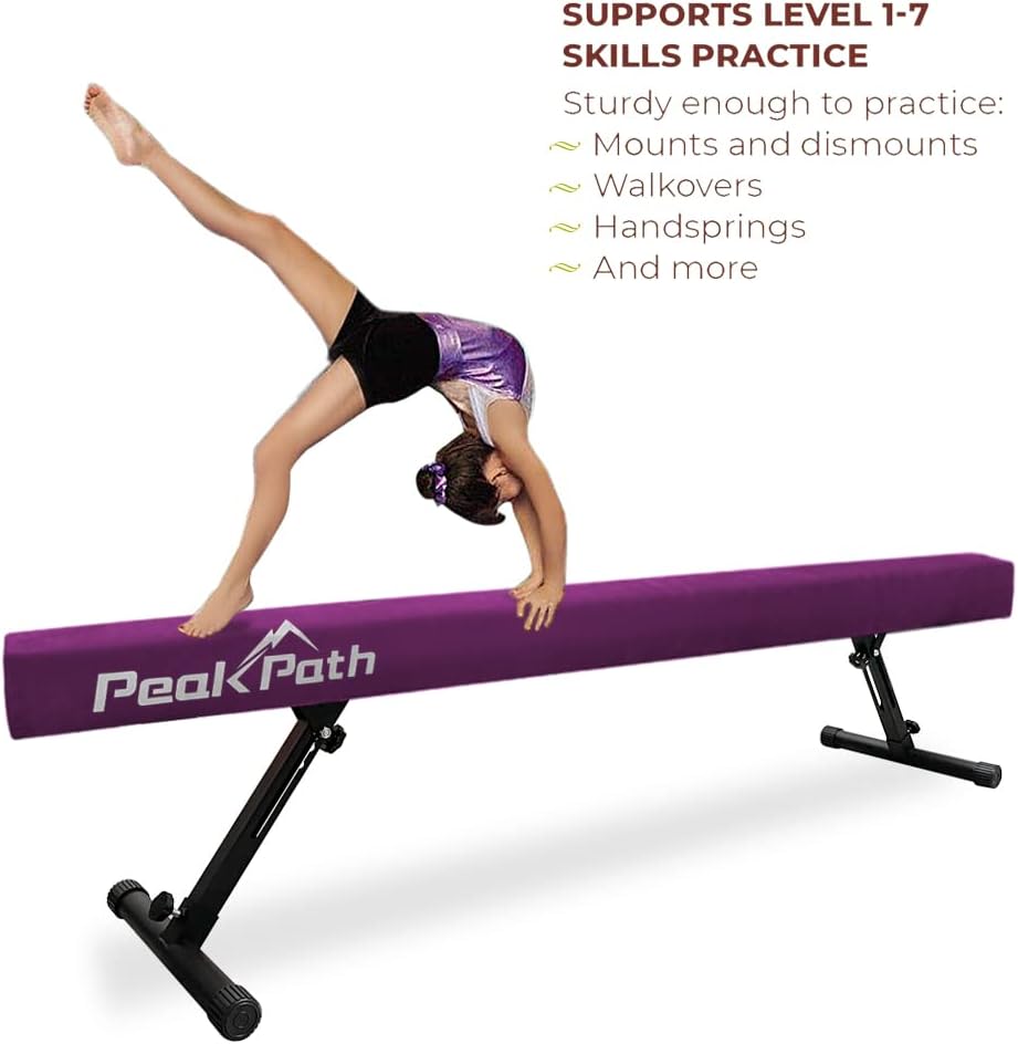Haz de equilibrio de gimnasia ajustable y plegable de 8 pies, equipo de gimnasio en casa, fácil montaje y almacenamiento, no requiere herramientas,