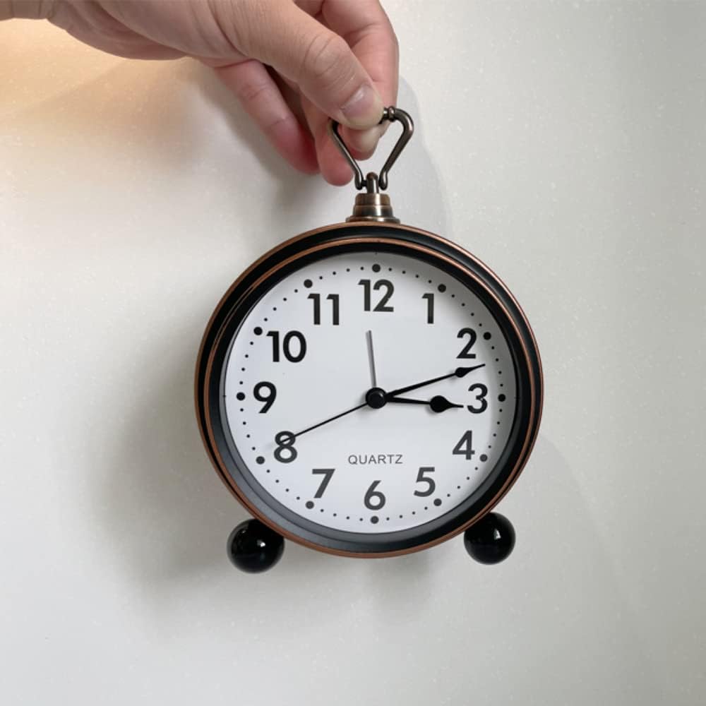 Reloj despertador de metal vintage, reloj de escritorio silencioso de 5.3 pulgadas, fácil de leer, reloj de escritorio silencioso para colgar en la