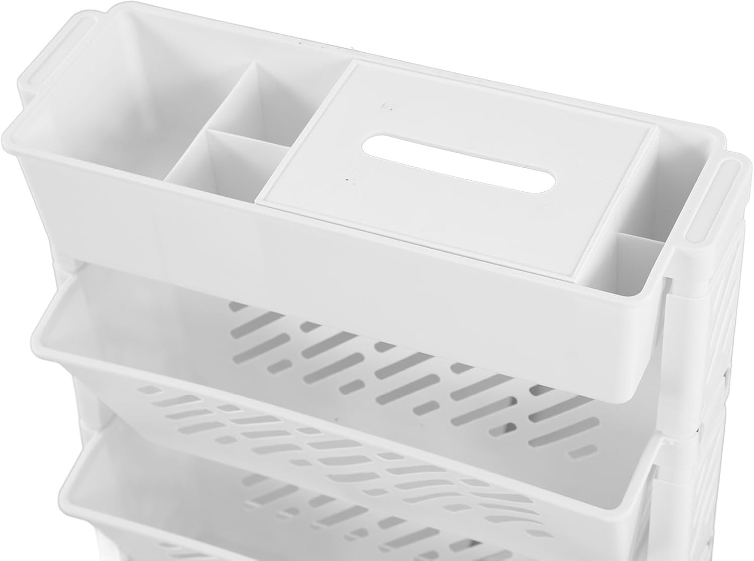 Estante organizador de almacenamiento blanco, estantería movible de plástico extraíble para sala de estudio en el hogar (5 capas)