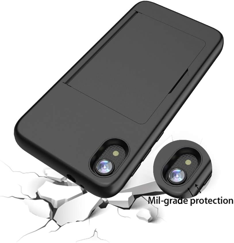 FDTCYDS Funda para Moto E6 con tarjetero, a prueba de golpes, funda protectora híbrida de silicona resistente para Motorola Moto E6 (edición 2019),