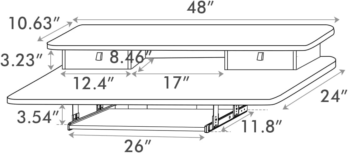 FEZIBO Escritorio eléctrico de pie ajustable en altura con bandeja para teclado, mesa de pie de 48 x 24 pulgadas con estante de almacenamiento,