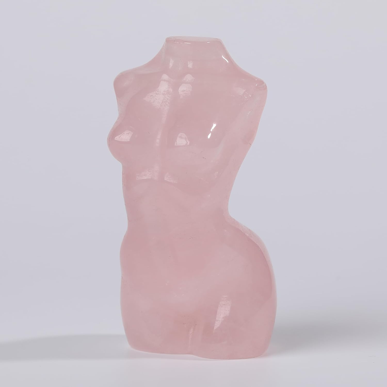 Potente estatua corporal de cristal de cuarzo rosa natural de 3 pulgadas, modelo femenino tallado a mano para curación y energía positiva,