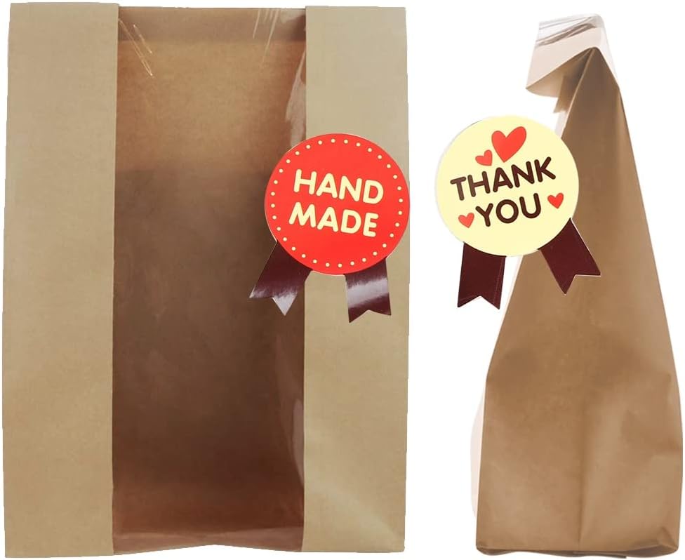 Bolsas de panadería con ventana, paquete de 50 bolsas de pan tostado, bolsas grandes de papel Kraft, bolsas de almacenamiento de pan para pan