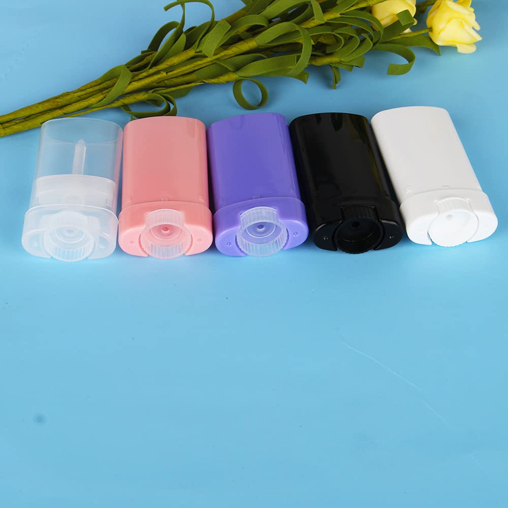 25 piezas de plástico vacío 0.53 oz negro forma ovalada bálsamo labial tubo desodorante contenedores 0.5oz lápiz labial tubo pequeño cera embalaje