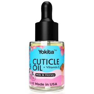 Yokita Aceite de cutícula prémium con cepillo para leche y miel, infusión curativa natural, calma e hidrata las cutículas con vitamina E, 0.5 onzas Yokita Aceite de cutícula prémium con cepillo para leche y miel, infusión curativa natural, calma e hidrata las cutículas con vitamina E, 0.5 onzas