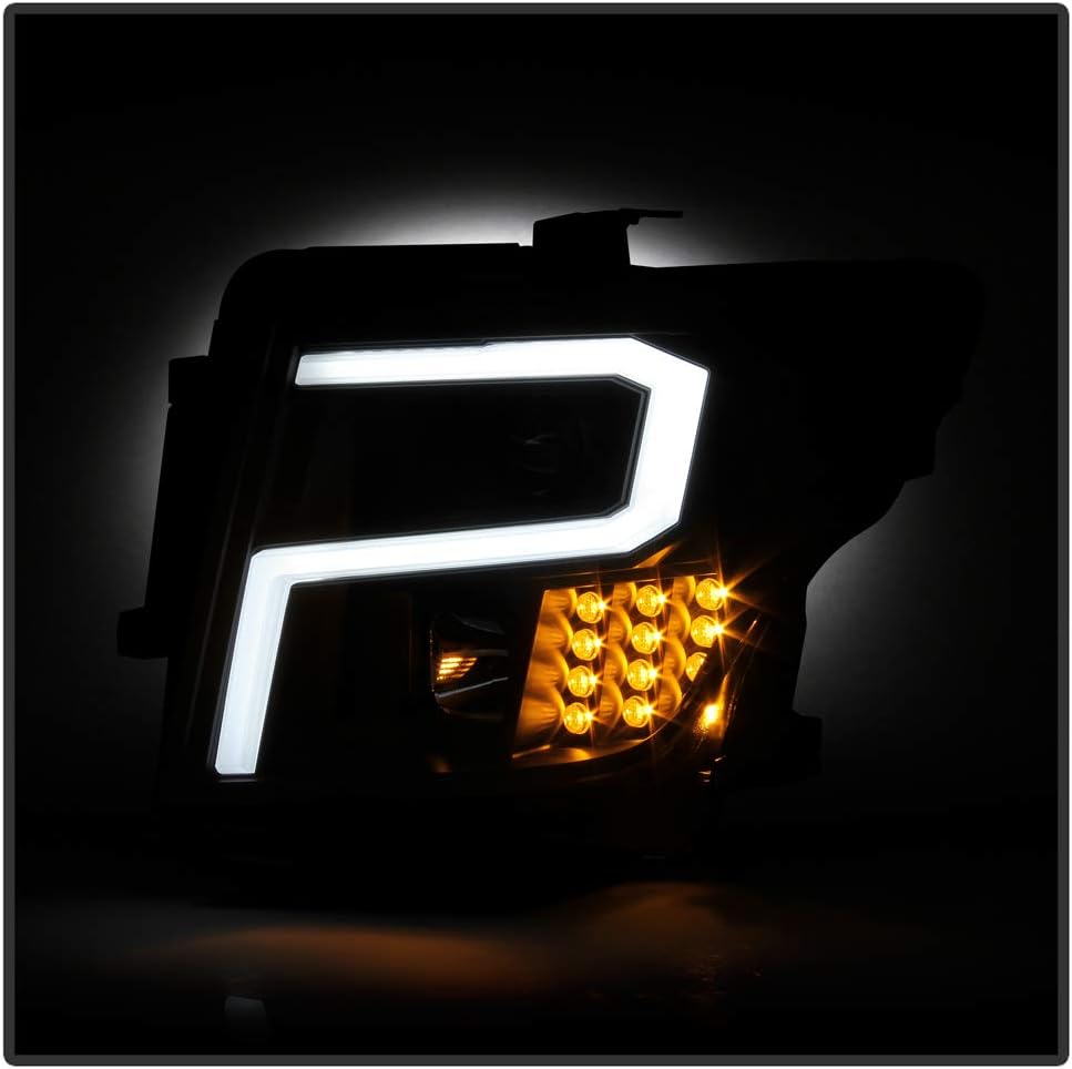 VIPMOTOZ Proyector halógeno de tubo de neón con tira LED para 2016-2023 compatible con Nissan TitanXD conductor y lado del pasajero, carcasa negra,