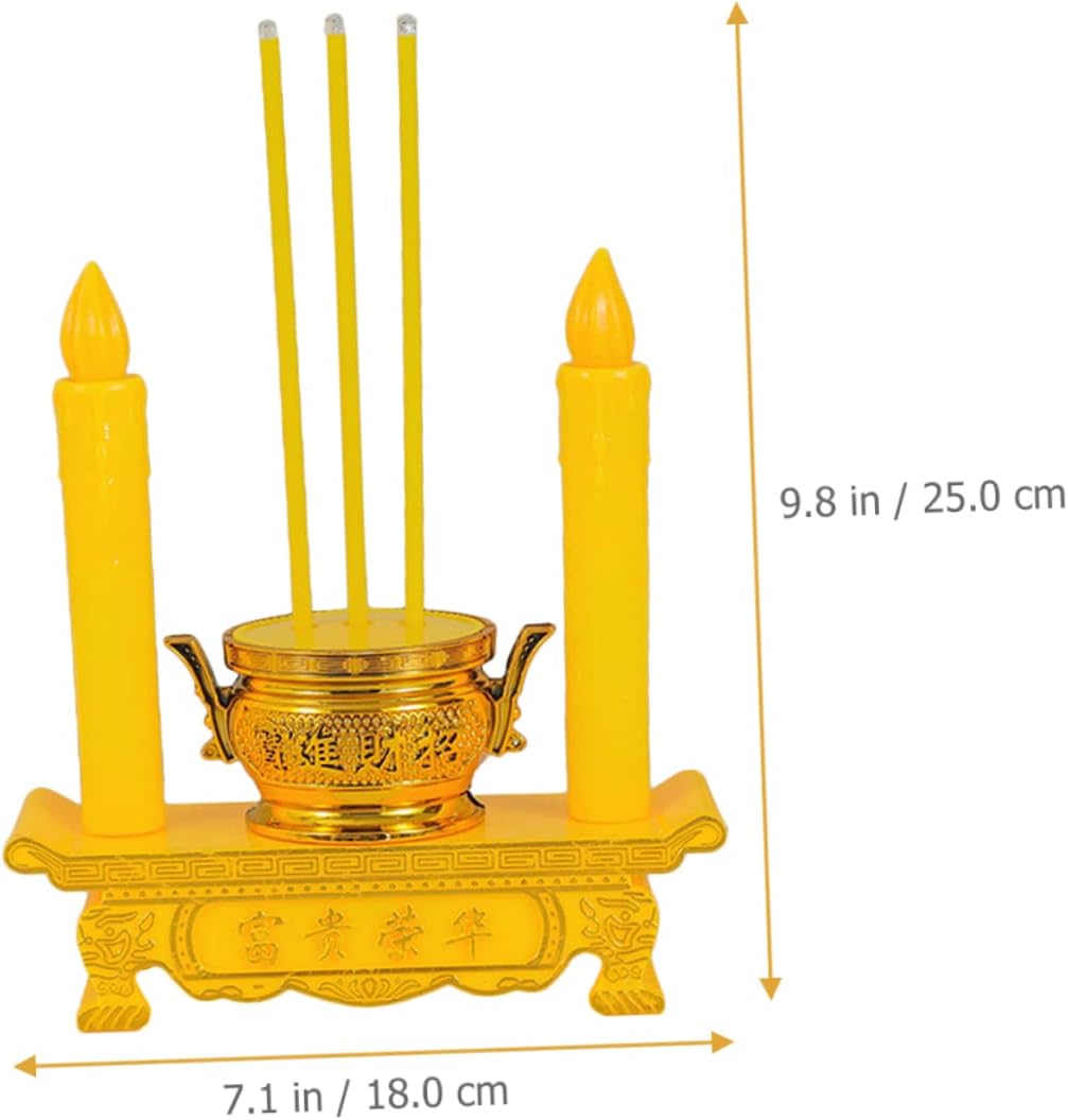 Housoutil Velas de altar Led Vela sin llama Vela Led Luces de té Luz Lámpara de decoración budista Lámpara de vela china Lámpara de vela Led Cónica