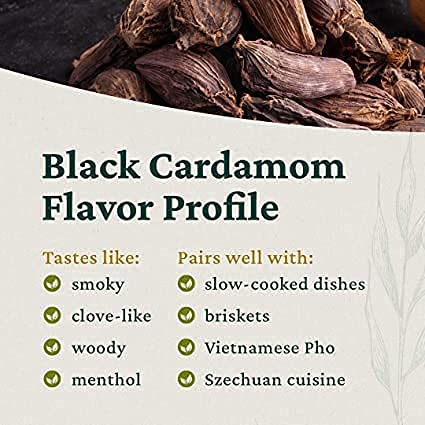 Desi Kitchen Jumbo Black Cardamomo Pods 1.6oz (45gm) Natural  Sin conservantes  Sin aditivos  Sin agentes  Sin irradiación  Con NUESTRA GARANTÍA DE