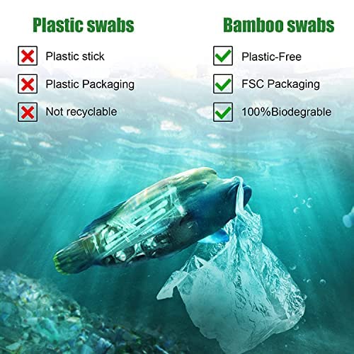 FOVURTE Hisopos de algodón natural, 400 unidades, espiralredondo, hisopo de algodón de bambú de bambú orgánico para limpieza de orejas, niños y bebés