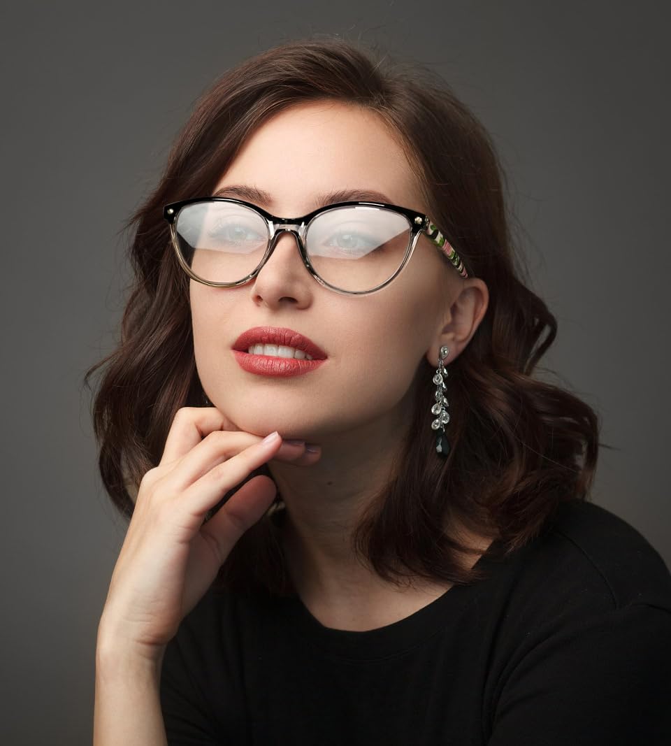 FEISEDY Gafas de lectura ojo de gato bloqueo de luz azul lectores anti fatiga ocular con bisagra de resorte B0043