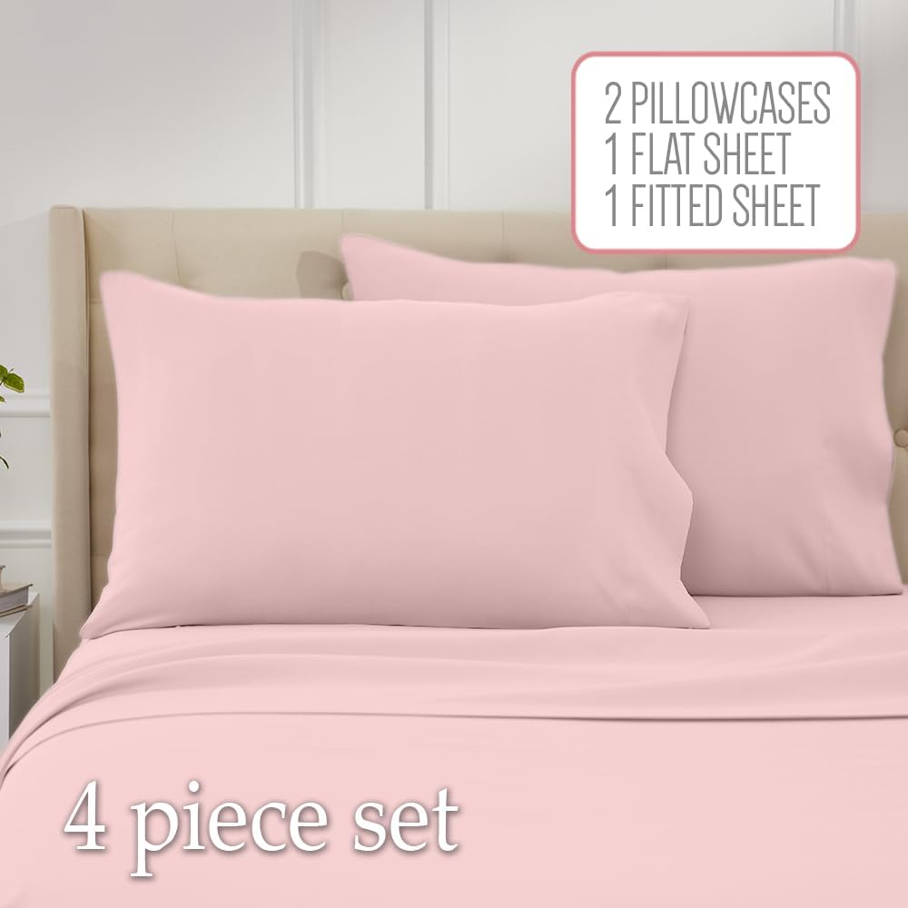 lalaLOOM Juego de sábanas tamaño matrimonial, ropa de cama de lujo de microfibra suave para hotel, bolsillo extra profundo, juego de sábanas y