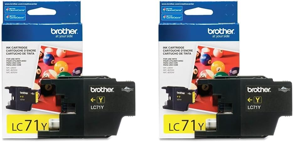 Brother Impresora LC71Y Tinta amarilla de rendimiento estándar (paquete de 2)