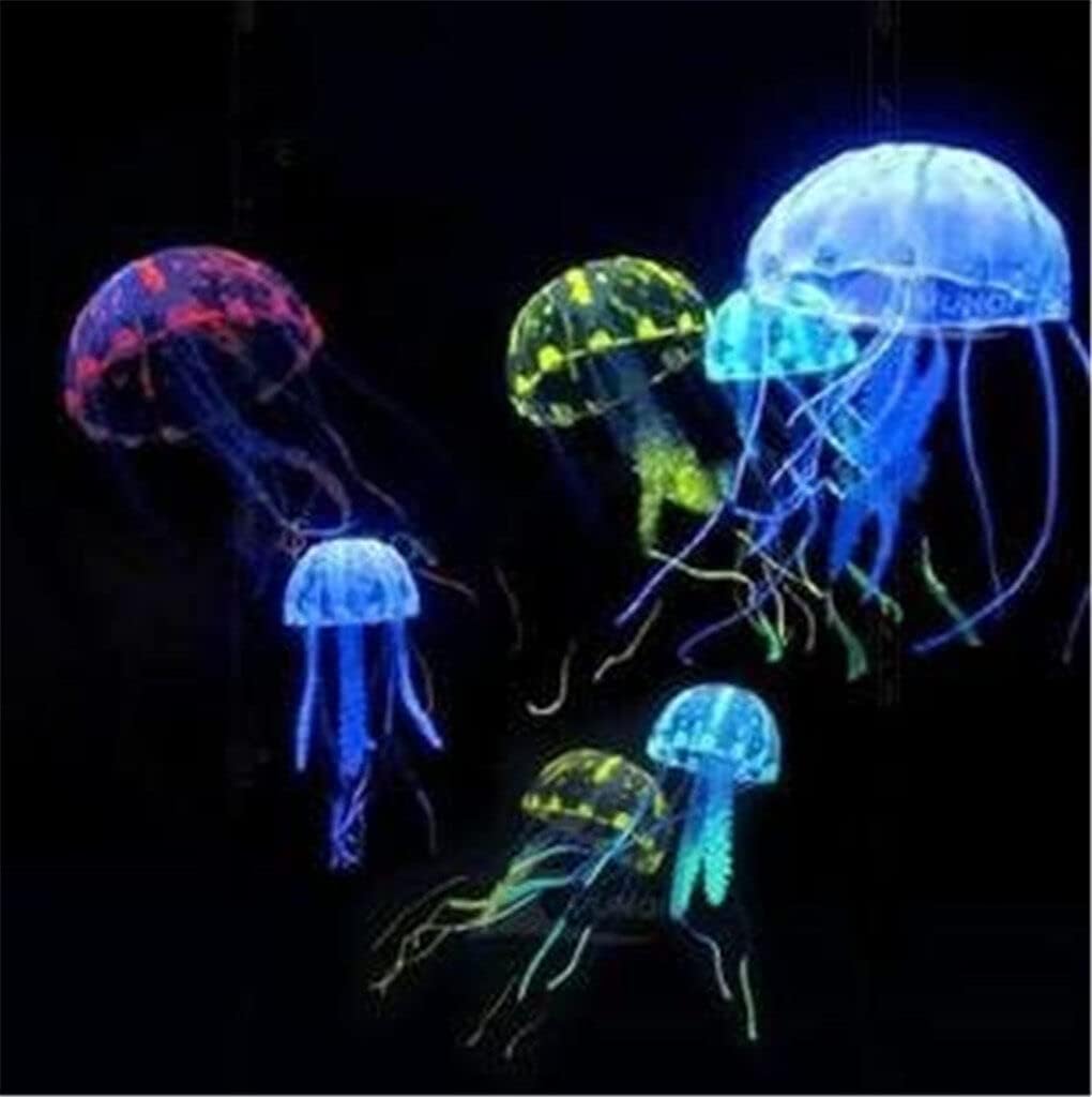 Htppzjr Medusa artificial púrpura brillante adecuada para pecera, decoración de acuario, adornos populares, decoración de acuario