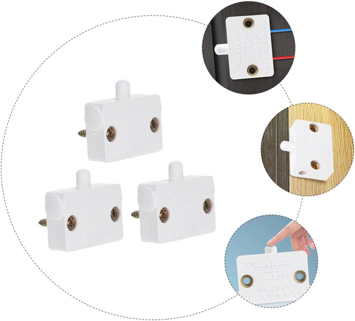 Luz LED Normalmente Cerrada Luces de Lámpara para Armarios sin Puerta Eléctrica Activada Luz Armario Luz Automática ABS Luz 3pcs