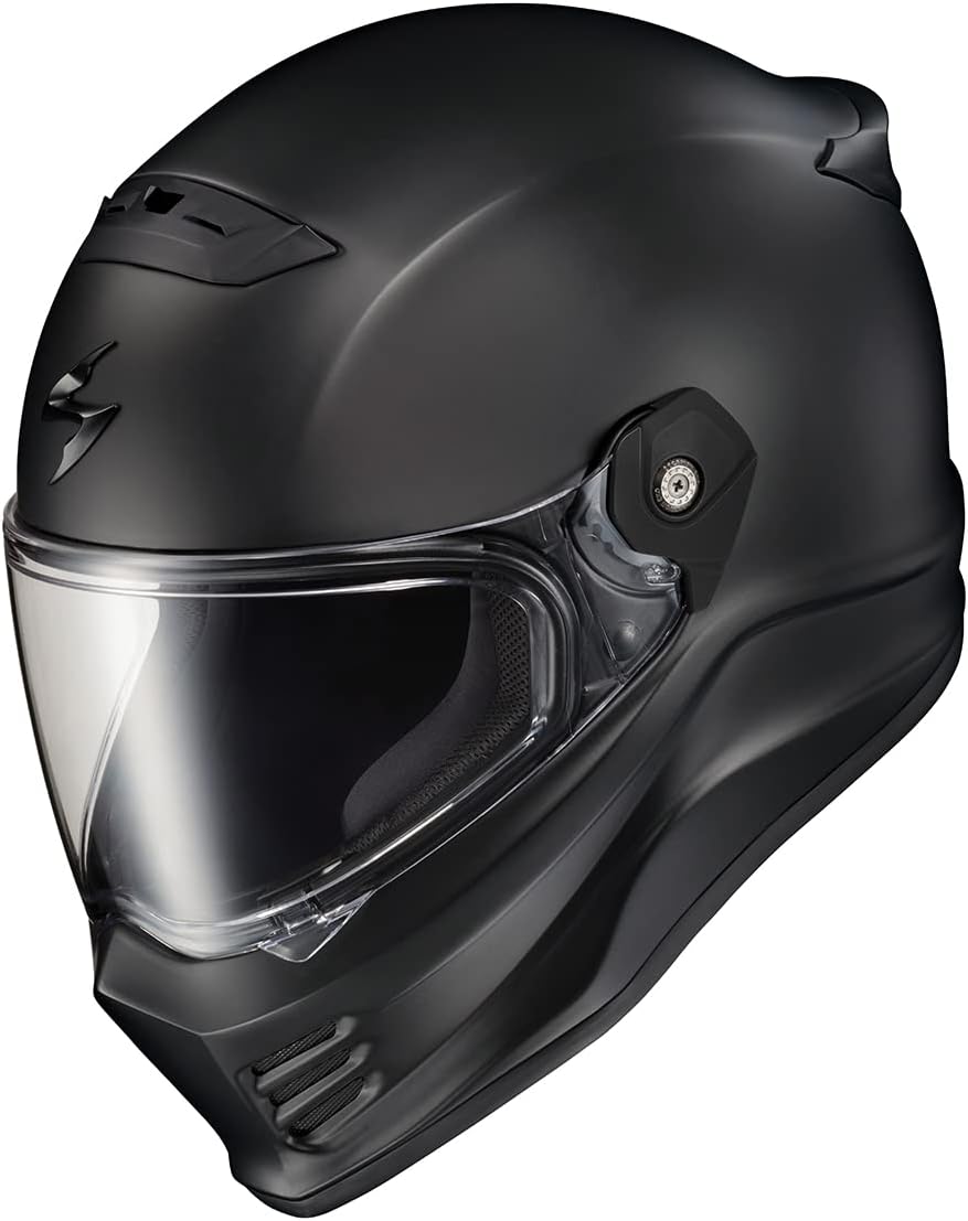 ScorpionEXO Covert FX – Casco de motocicleta de cara completa para adultos, estilo Street Fighter con bolsillos para altavoces listos para