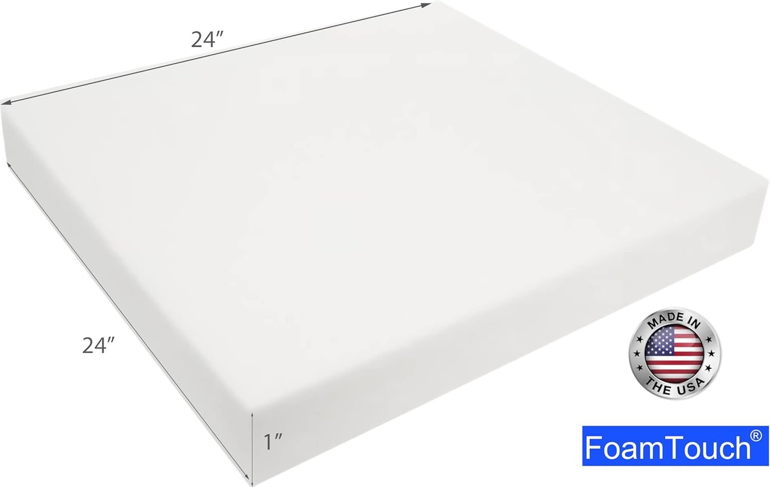FoamTouch Espuma de tapicería de alta densidad (4 unidades) de 1 pulgada de alto x 24 pulgadas de ancho x 24 pulgadas de largo