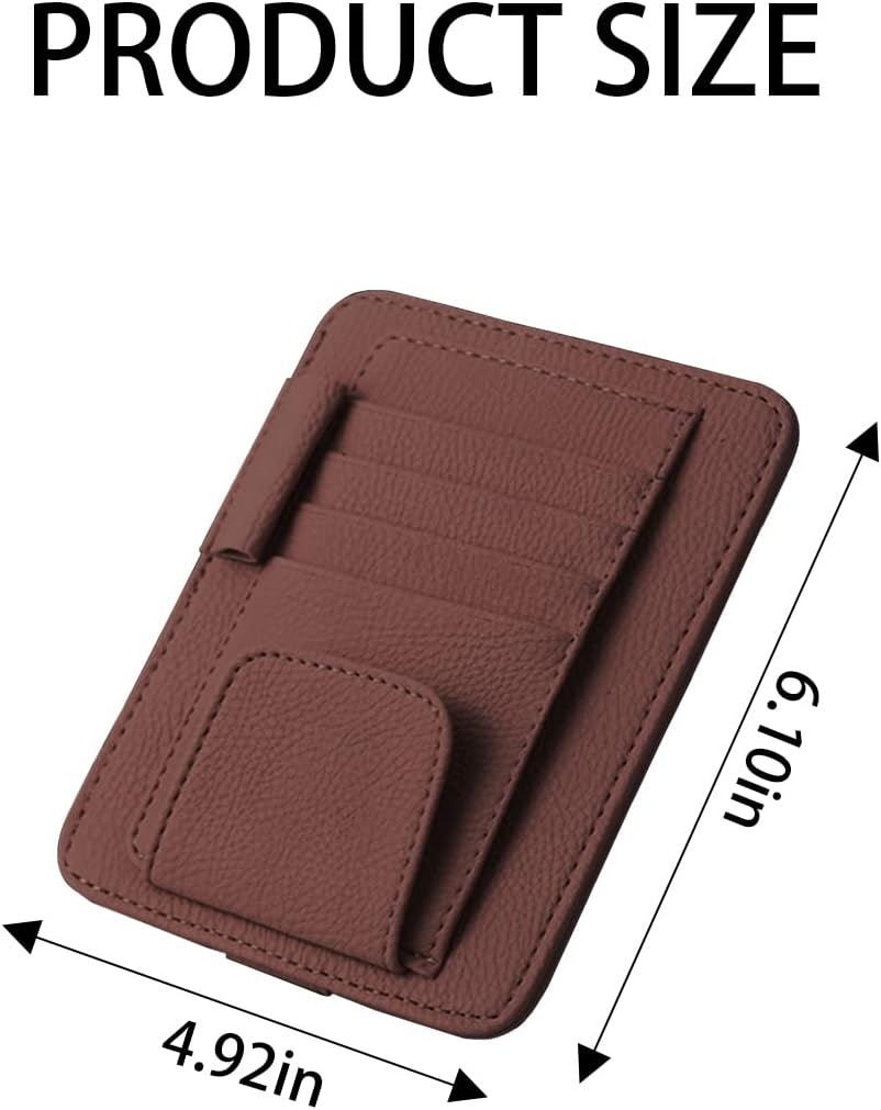 Blilo Organizador de cuero para visera de automóvil con soporte para lentes de sol, clip multifuncional para tarjetas de crédito y billetes y