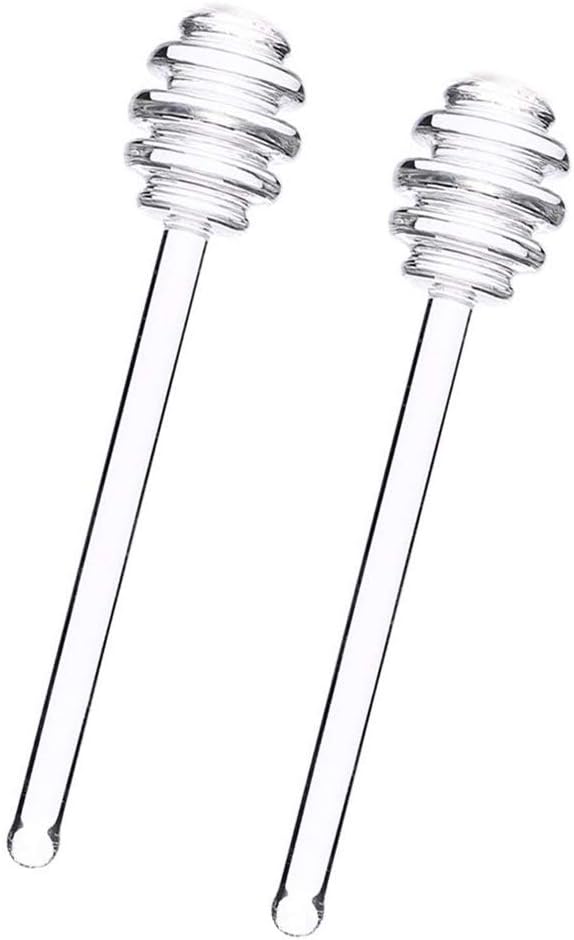 2 palitos de cristal de miel de 6 pulgadas, palitos para agitar, cuchara de miel, agitador, varita de miel para recipientes de tarro de miel,