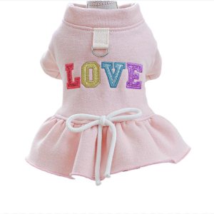 Vestidos para perros pequeños, con corbatín, arnés para niña, linda falda tutú con estampado de amor, vestido de princesa para cachorros, ropa de Vestidos para perros pequeños, con corbatín, arnés para niña, linda falda tutú con estampado de amor, vestido de princesa para cachorros, ropa de