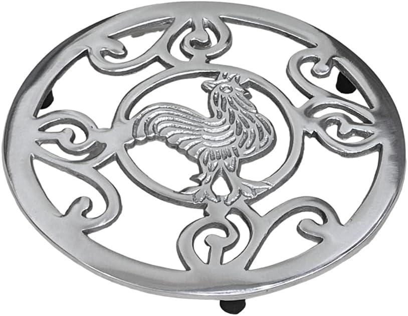 Salvamanteles de gallo de metal fundido para sartén de platos calientes, antideslizantes, resistentes al calor, salvamanteles rústicos para platos