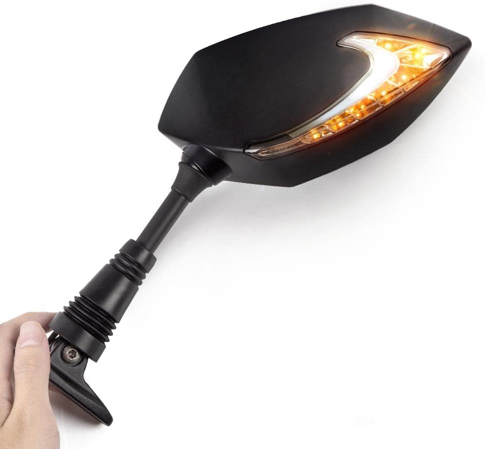 KiWAV Lucifer – Espejos de motocicleta negros con doble LED, efecto secuencial, carenado, compatible con Ducati Panigale Series