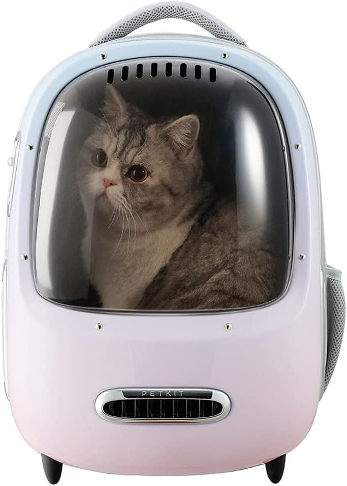 PETKIT Mochila transportadora para gatos con ventilador incorporado y luz, mochila para mascotas aprobada por aerolíneas para gatitos y perros
