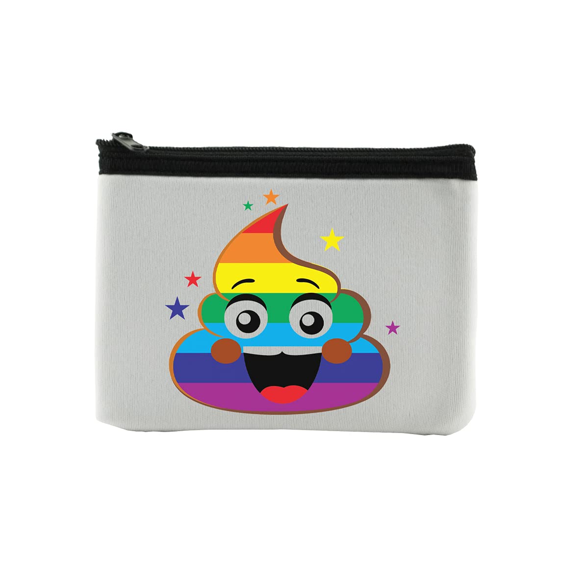 Pride Rainbow Poopmoji Coin Purse Wallet Pouch For Women  Small Card Change Bag With Zipper  Mini Travel Purse For ID Case  Makeup Card Novelty Bag