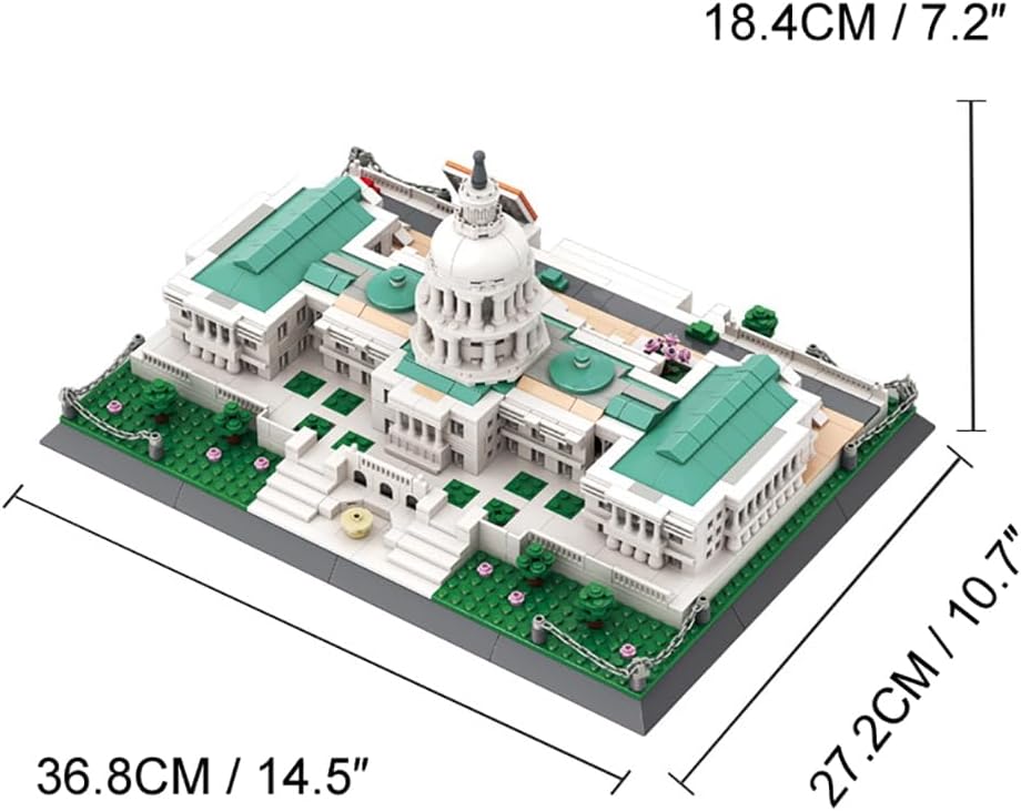 1074 piezas de bloques de construcción del Capitolio de los Estados Unidos, juego de rompecabezas de arquitectura del mundo, colección de modelos
