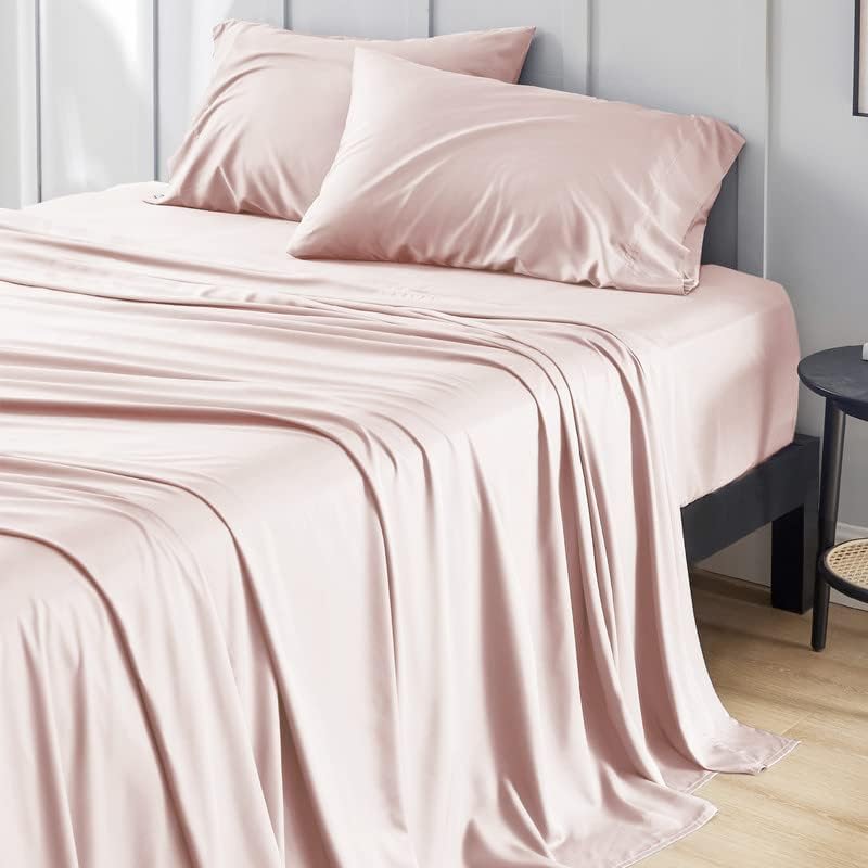 Bedsure Juego de sábanas refrescantes, funda de almohada refrescante, rayón hecho de bambú, juego de sábanas tamaño Queen, sábanas y fundas de