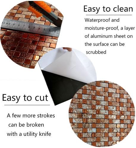 WEIMEISC 10 hojas de azulejos de mosaico para cocina, despegar y pegar, superficie de aluminio de 11.65 x 11.65 pulgadas, panel de calcomanías de