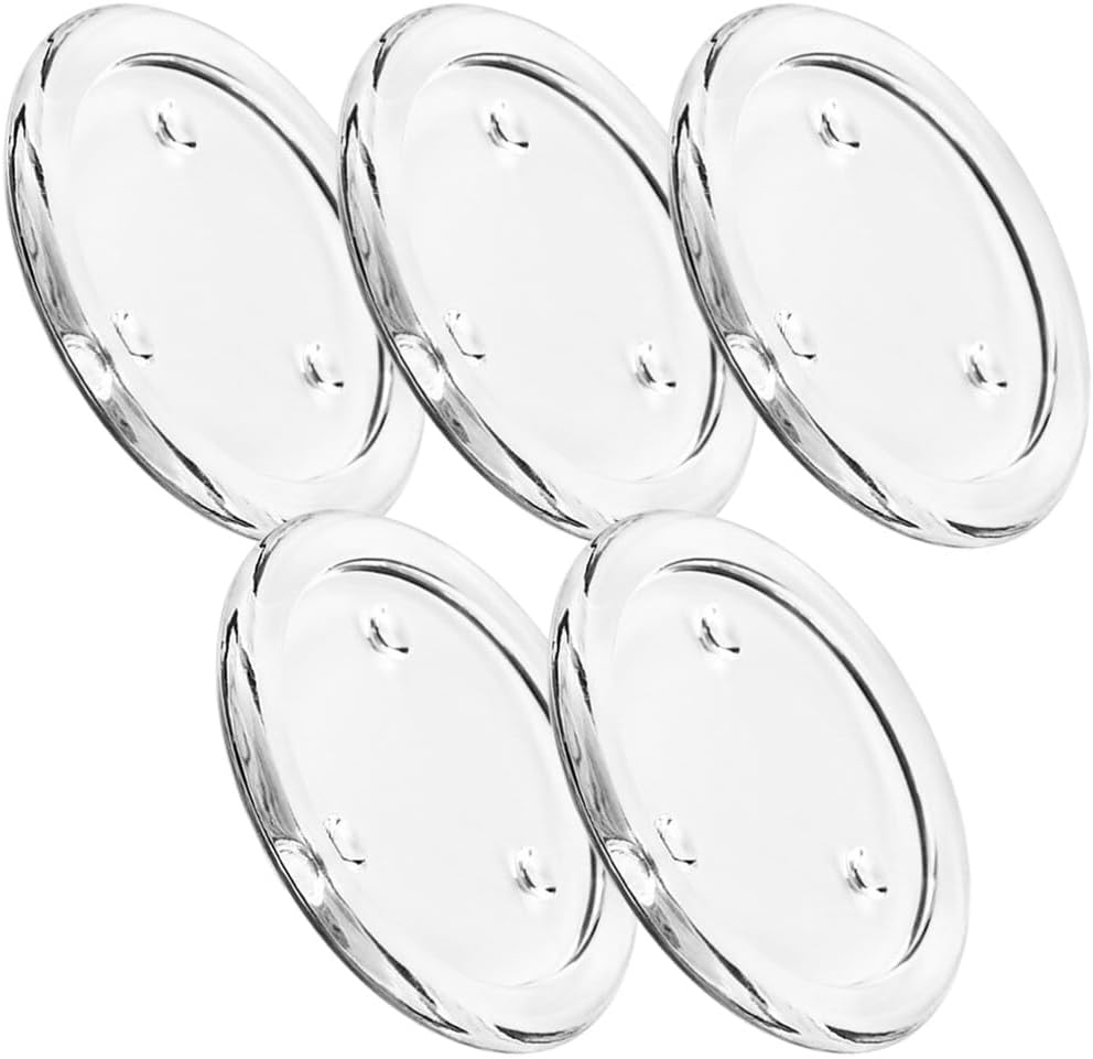 VOSAREA Platos de vela de vidrio transparente, 5 unidades, portavelas, portavelas, pequeñas bandejas redondas para velas, soportes de vela de pilar