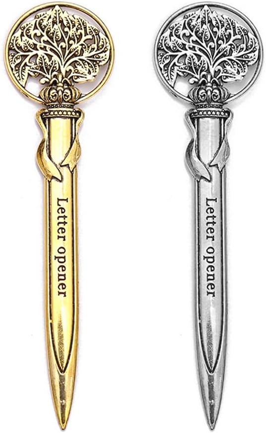 JKJF 2 piezas de abrecartas abrecartas abrecartas de metal cortadora de sobres para oficina en casa escuela – plata y oro