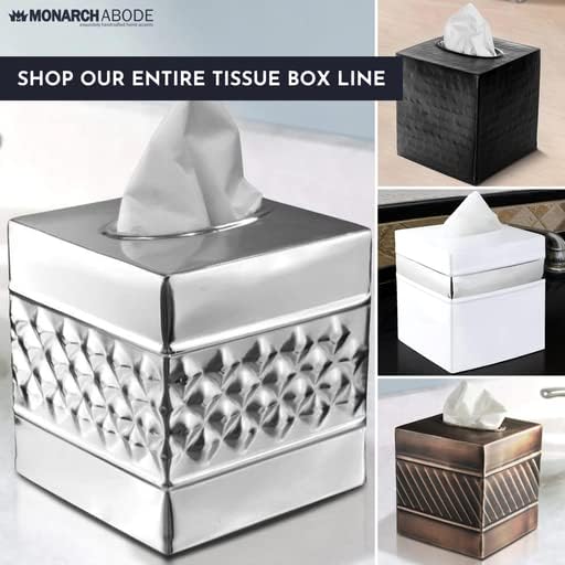 Monarch Abode 29127 Caja de pañuelos hecha a mano con cubierta cuadrada y dispensador, estampado geométrico, accesorios de tocador de metal para