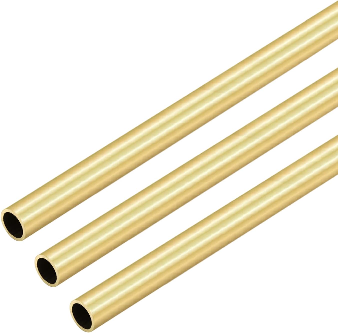 Tubo redondo de latón, 0.394 pulgadas de diámetro exterior de 0.039 pulgadas de grosor de pared de 11.811 in de longitud, tubo recto de metal sin
