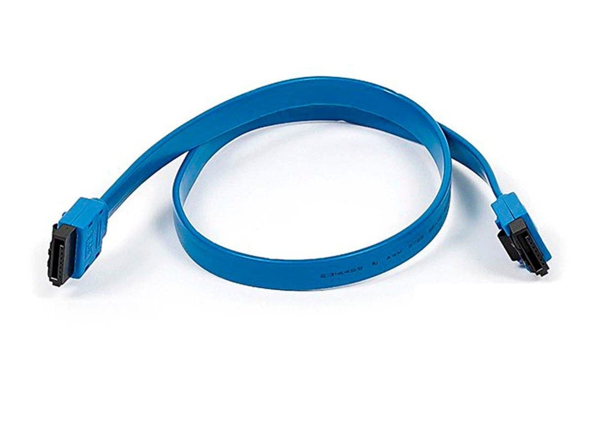 Monoprice Cable SATA III recto SATA 3 de 6 Gbps con pestillo de bloqueo en pulgadas, 1.5 pies, color azul (paquete de 10) compatible con discos