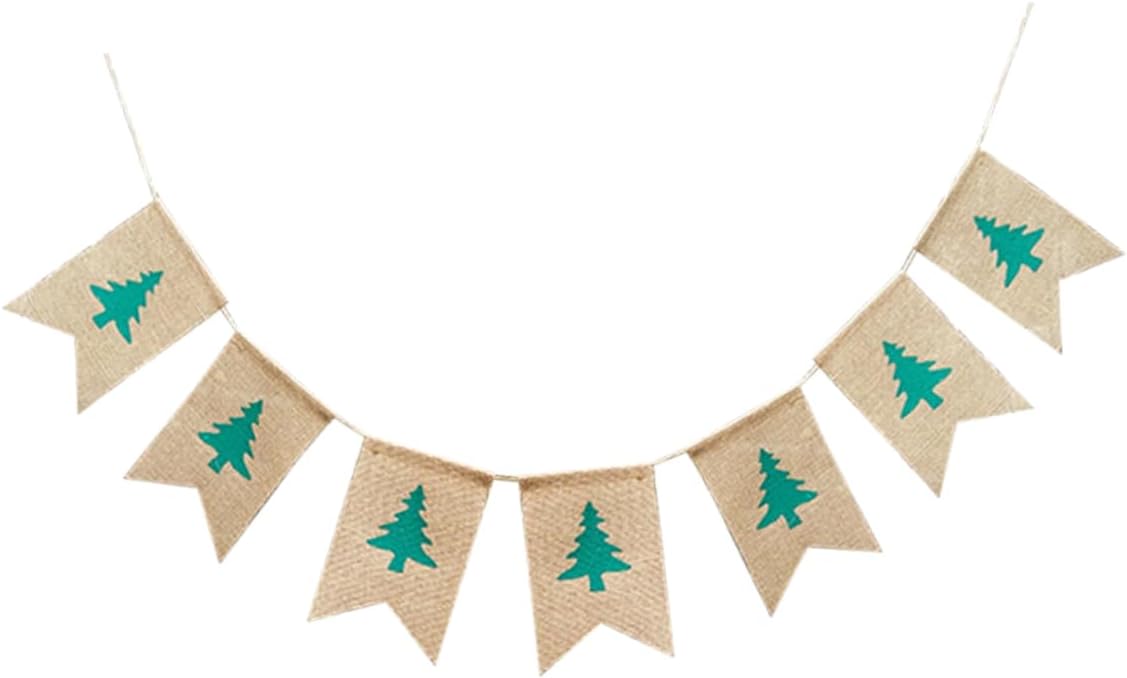 ABOOFAN 3 guirnaldas de Navidad con adornos de natividad, pancarta de yute de Navidad, pancarta de copo de nieve, pancarta de pared de Navidad,
