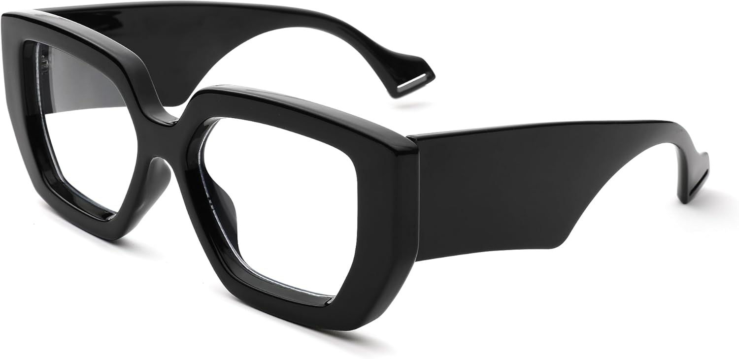 COASION Gafas de luz azul con marco grueso para mujeres y hombres, lindos anteojos cuadrados de gran tamaño para computadora sin receta